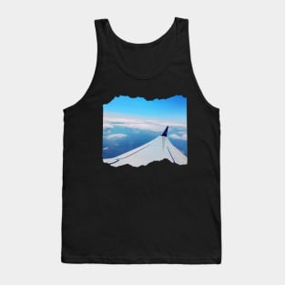 Plane window view Photography design with blue sky and ocean sea nature lovers Tank Top